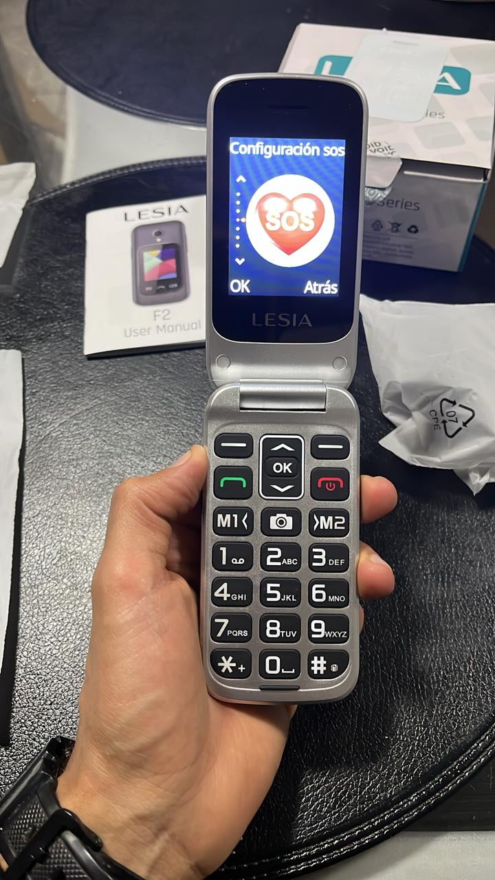 Teléfono Almeja Celular Adulto Mayor 4G Lesia Shell Senior Gris Oscuro