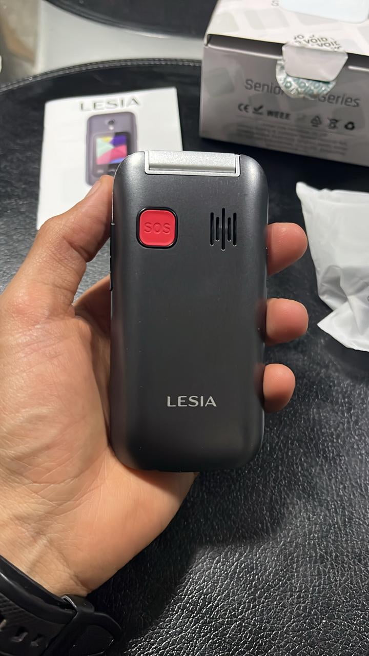 Teléfono Almeja Celular Adulto Mayor 4G Lesia Shell Senior Gris Oscuro